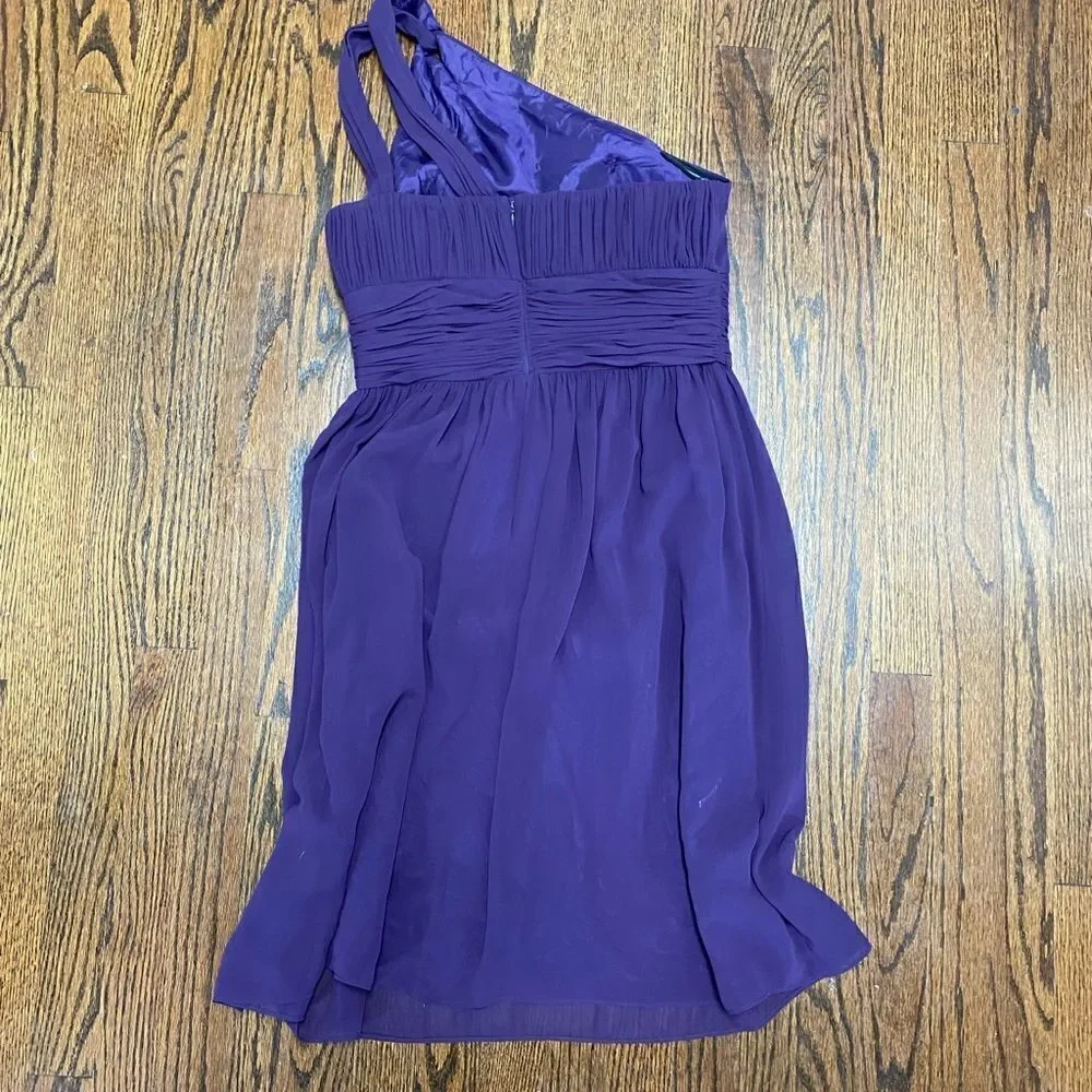 Donna Morgan  one shoulder purple pleated Flowey skirt kneelength formal dress